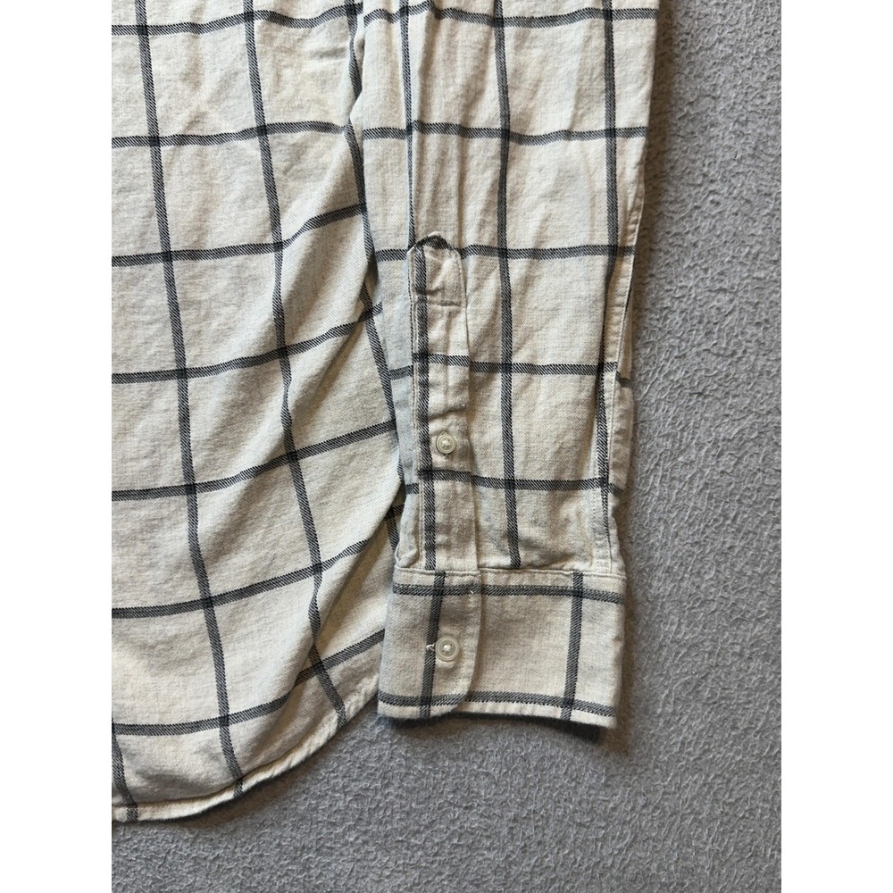 Old Navy Shirt Mens Large Gray Windowpane Plaid Slim Fit Flannel Long Sleeve - Picture 3 of 14